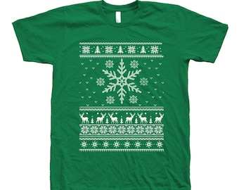 Ugly Christmas Sweater, Cristmas Tshirt, Holiday Gift, Christmas Gift, Funny Shirt, Graphic Tee, Deer Shirt, Ugly Sweater Shirt, Snowflakes