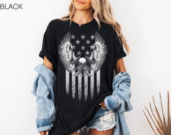 Eagle American Flag Comfort Colors® T shirt, Unisex T-shirt, Women's T-shirt, Bird Shirt, USA T-shirt, Retro T-shirt, 100% Cotton