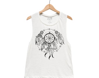 Dreamcatcher Tank - Muscle Tee - Tribal Print - Screen Print - Summer Shirt - Vacay Shirt - Gift for Women - Tank Top for Women - Tribal