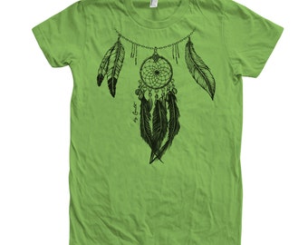 Womens Junior T-shirt, Dreamcatcher Tshirt, Dream Catcher Shirt, Crew Neck, Graphic Tee, Blue Tshirt, Gifr for Women, Nature Tshirt