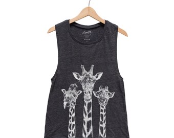 Giraffe Tank - Muscle Tee - Muscle Tank - Cute Shirt - Summer Shirt - Vacay Shirt - Gift for Women - Tank Top for Women - Animal Print Shirt