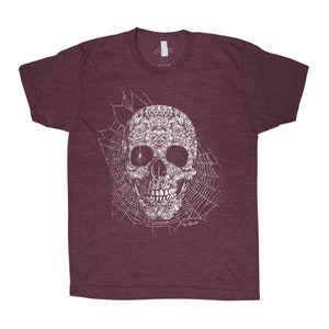 Halloween Shirt for Men Graphic Tee Skull Tshirt for Women Funny T Shirt Halloween Gift for Men Gothic T-shirt Maroon