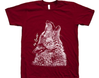 WOLF Tshirt, Men's Tshirt, Unisex T-shirt, Howling Wolf, Animal Print T, Screen Print, Crew Neck, Black T-shirt, Wolf Shirt, Animal Shirt