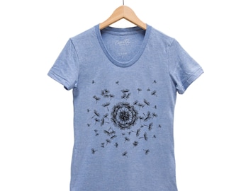 Flower Shirt, Women's Junior T-shirt, Dandelion Tshirt, Nature Tshirt, Graphic Tshirt, Short Sleeve Tshirt, Floral Shirt
