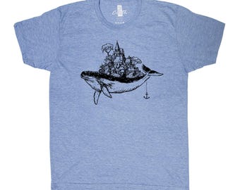 Whale Shirt, Unisex Tshirt, Mens Tshirt, Crew Neck, Ocean T-shirt, Cute T-shirt, Short Sleeve Tshirt, Triblend T-shirt, Dad, Animal Shirt