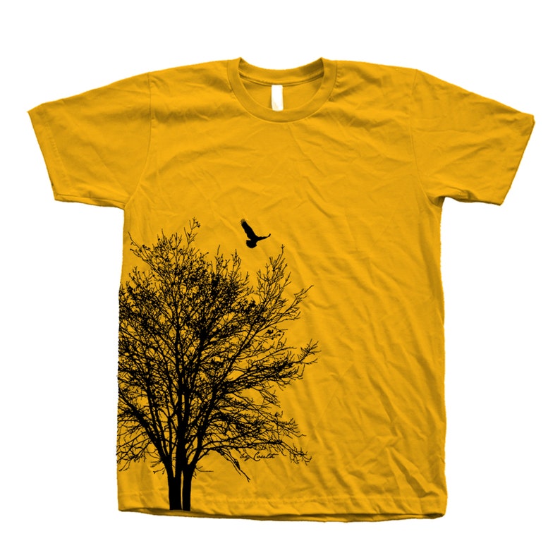 Tree Shirt, Nature Shirt, Tree Tshirt, Nature Shirt, Summer Shirt, Camping Shirt, Bird Shirt, Black Tshirt, Graphic Tee, Bird Shirt Gold