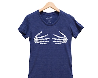 Halloween Shirt, Womens Junior Shirt, Skeleton Hands Tshirt, Gothic Women Tshirt, Halloween Costume, Funny Halloween Shirt, Halloween Tshirt