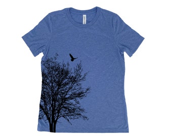 Tree Shirt, Womens Tshirt, Nature Shirt, Summer Shirt, Screenprint Shirt, Camping Shirt, Birthday Gift, Graphic Tee