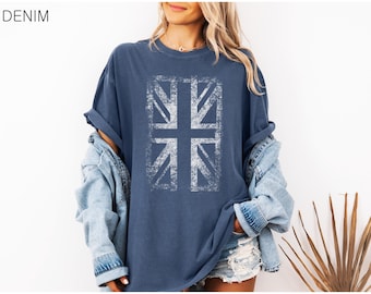 Union Jack Shirt, UK Flag T shirt, Comfort Colors® Unisex T-shirt, Women's T-shirt, Flag Shirt, Retro T-shirt, 100% Cotton
