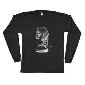 Chess Tshirt, Unisex T-shirt, Mens Tshirt, Knight Tshirt, Long Sleeve T-shirt, Graphic Tee, Screen Print, Crew Neck