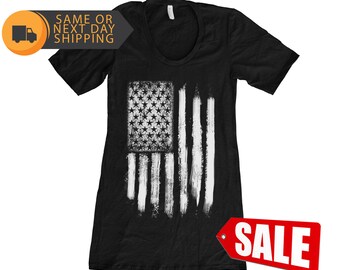 Women Tshirt Dress, American Flag Dress, USA Shirt, Independence Day, Party Dress, Black Dress, Gift for Her, Shirt with Flag, Flag Dress