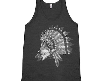 Wolf Men's Tank Top Triblend Tank Top Hand Screen Print