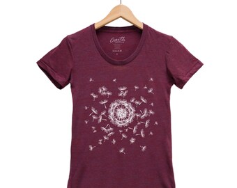 Flower Shirt, Women's Junior T-shirt, Dandelion Tshirt, Nature Tshirt, Graphic Tshirt, Short Sleeve Tshirt, Floral Shirt