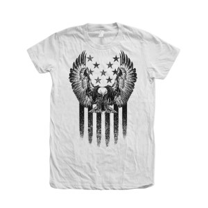 Women Junior Tshirt US Flag American Eagle Custom Hand Screen Print Crew Neck Tshirt Available: S, M, L, Xl, 2Xl