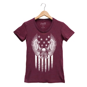 American Eagle Shirt, Womens Junior Shirt, American Flag, Funny Shirt, Hand Screen Print, 4th of July, USA, America, USA Shirt