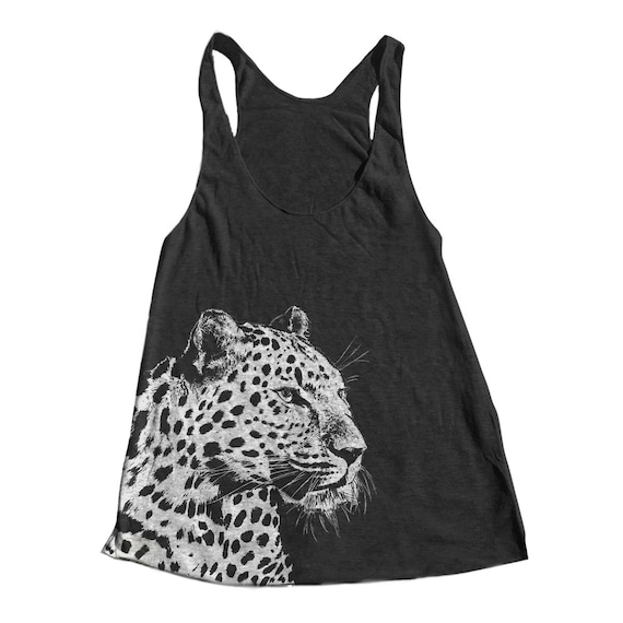 Leopard Women Tank Top Triblend Racerback Tank Top Hand Screen - Etsy