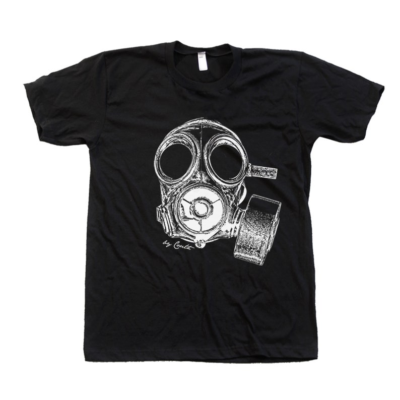 Mens Shirt, Unisex Tshirt, Vintage Gas Mask, Crew Neck Tshirt, Steampunk, Funny Shirt, Military Shirt, Birthday Gift, Graphic Tee Black