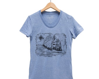 Sailing Ship Junior Tshir, Graphic Tee, Sea Shirt, Beach Shirt, Summer Shirt, Vacay Shirt, Gift for Women, Landmark Shirt , Travel Shirt