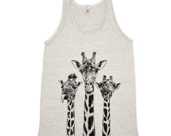 Giraffe Tank Top, Mens Shirt, Unisex Tank Top, Graphic Tee, Screen Print, Crew Neck, Animal Shirt, Mens Tank Topp, Birthday Gift