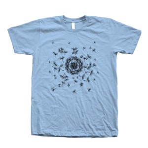 Flower T-shirt, Dandelion Tshirt, Men&#39;s T-shirt, Unisex T-shirt, Screen Print, Crew Neck, 100% Cotton, White T-shirt, Short Sleeve