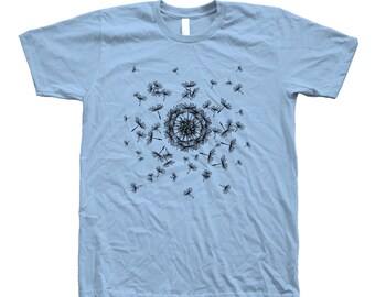 Flower T-shirt, Dandelion Tshirt, Men's T-shirt, Unisex T-shirt, Screen Print, Crew Neck, 100% Cotton, White T-shirt, Short Sleeve
