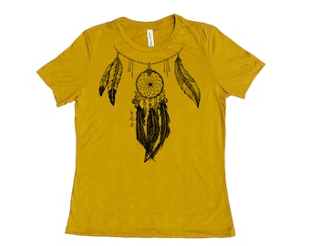 Dreamcatcher Shirt, Womens Tshirt, Tribal Shirt, Summer Shirt, Screenprint Shirt, Birthday Gift, Graphic Tee