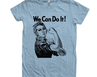 Womens Junior T-shirt, Rosie Shirt, We Can Do It, Rosie the Reveter, Crew Neck, Graphic Tee, Gifr for Women, Retro Graphic Clothing Girls