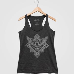 Bird Paisley Women Tank Top Triblend Racerback Tank Top Hand Screen Printed