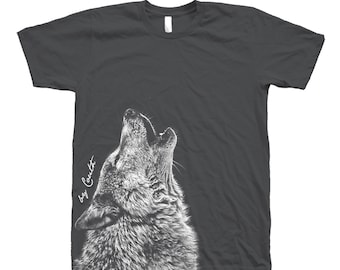 Wolf Tshirt, Crew Neck, Mens Shirt, Howling Wolves, Gift for Man, Husband Gifts, Animal Print, Graphic Tee, Wolf Shirt, Animal Face T shirt