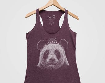 Panda Tank Top, Womens Tank Top, Bear Tank Top, Panda Tank Top, Animal Shirt, Cute Shirt, Triblend Racerback Tank Top, Womens Shirt