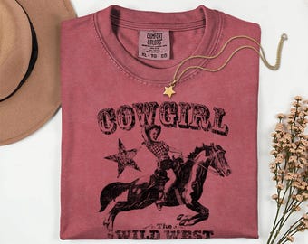 Cowgirl Graphic Tee: Comfort Colors Women's Shirt, Animal Lover Gift