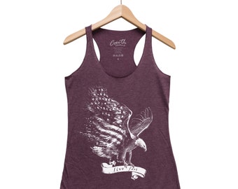 Eagle Tank Top, Womens Tank Top, American Flag Tank Top, Racerback Tank Top, Live Fast, 4th of July, Independence Day, American Tank Top