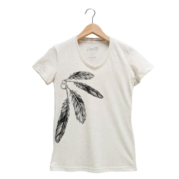 Womens Junior Shirt, Feather Shirt, Summer Tshirt, Short Sleeve Shirt, Graphic Tee, Cute Shirt, Birthday Gift, Nature Shirt, Bird Shirt