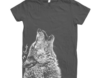 Wolf Shirt, Womens Junior Tshirt, Howling Wolf Tshirt, Animal Shirt, Birthday Gift, Gift for Her, Wolf Tshirt