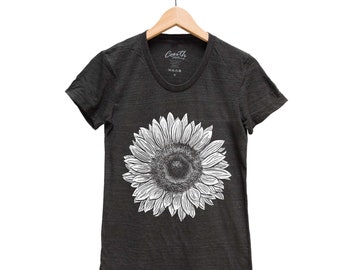 SUNFLOWER Tshirt, Womens Junior Shirt, Flower Tshirt, Flower Shirt, Nature Shirt, Sunflower Shirt, Gift for Her, Floral Shirt