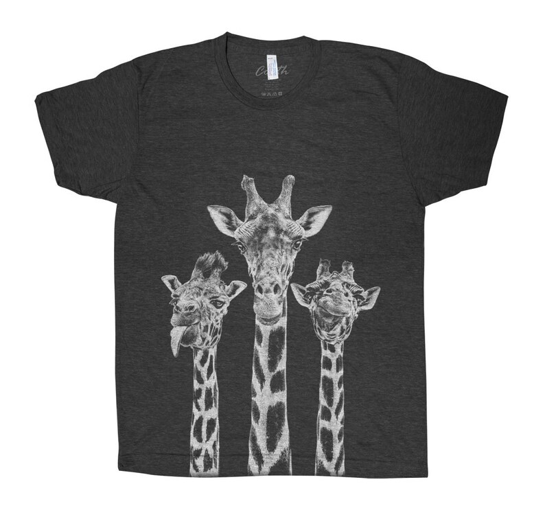Giraffe Tshirt Men Graphic Tee Custom Hand Screen Print Etsy