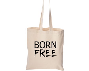 Born Free Tote Bag, Cute Bag, 4th of July Gift, Independence Day, Cotton Canvas Bag, Beach Bag, Christmas Birthda, Screen Print