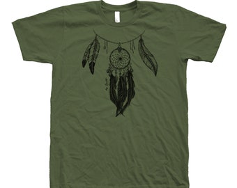 Dreamcatcher Tshirt, Mens T-shirt, Unisex T-shirt, Screen Print, Crew Neck, Animal Shirt, White T-shirt, Short Sleeve, Tribal Shirt
