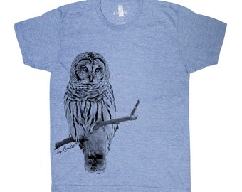 Owl Shirt, Unisex Tshirt, Mens Tshirt, Crew Neck, Bird T-shirt, Cute T-shirt, Short Sleeve Tshirt, Triblend T-shirt, Dad, Animal Shirt