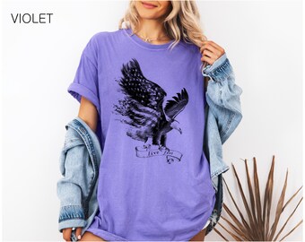 Eagle American Flag Comfort Colors T-Shirt: Retro USA Unisex Tee