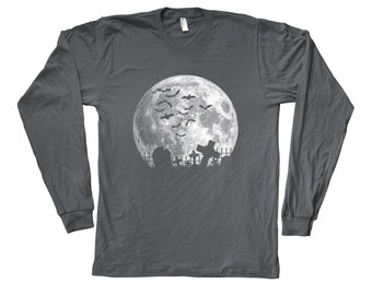 Halloween Long Sleeve Shirt, Moon Long Sleeve, Gothic TShirt, Halloween Gift, Horror Shirt, Ghost Shirt, Scary Shirt, Boo Shirt, Full Moon