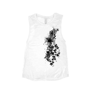 Floral Graphic Muscle Tank Top: Women&#39;s Workout Sleeveless Shirt