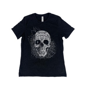 Halloween Shirt, Womens Tshirt, Skull Shirt, Goth Shirt, Screenprint Shirt, Skeleton Shirt, Birthday Gift, Graphic Tee