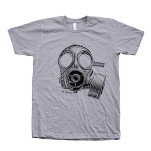Mens Shirt, Unisex Tshirt, Vintage Gas Mask, Crew Neck Tshirt, Steampunk, Funny Shirt, Military Shirt, Birthday Gift, Graphic Tee