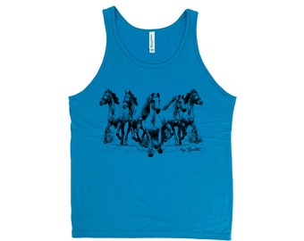 Mens Horse Tank Top - Screen Print Graphic Tank Top for Women - Western Rodeo Shirt