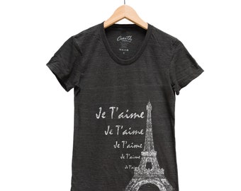 Eiffel Tower Shirt, Womens Junior Tshirt, France Tshirt, Vacation Shirt, Tri-Blend, Short Sleeve Tshirt, Paris Shirt, Travel Shirt, Cute