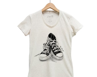 Sneakers T-shirt, Women Junior T shirt, Graphic Tee, Gift for Women, Mom Gift, Screen Print, Tri-Blend Short Sleeve T shirt