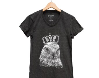 Hawk Shirt, Womens Junior Tshirt, Bird Shirt, Summer Shirt, Screenprint Shirt, Animal Shirt, Birthday Gift, Graphic Tee