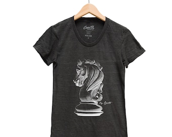 Chess Shirt, Chess Tshirt, Womens Junior Shirt, Knight Tshirt, Knight Shirt, Tri-Blend, Short Sleeve Tshirt, Travel Shirt, Cute Shirt