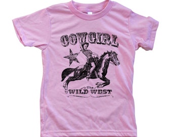 Kids Cowgirl T-shirt, Shirt for Girl, Country Girl Shirt, Toddler Shirt, Crew Neck, Cotton T-shirt, Graphic Tee, Horse Tshirt, Gift for Girl